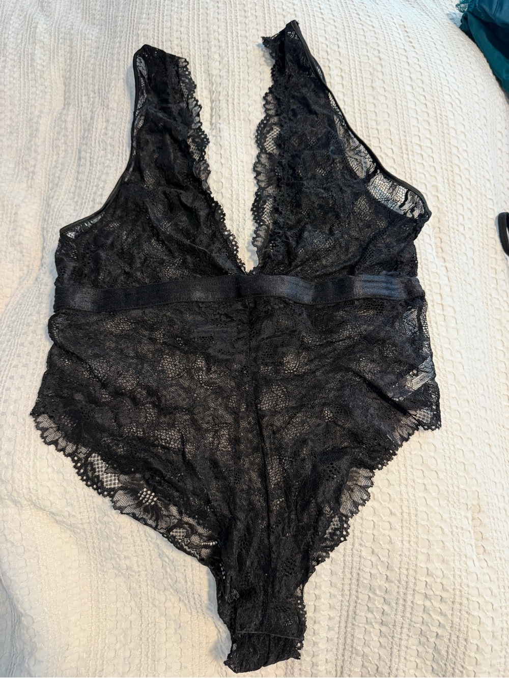 Fashion Nova Black Lace Plunge Teddy